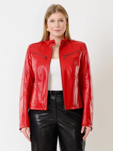 Кожаная куртка женская 399, красная, р. 44, арт. 91352-0