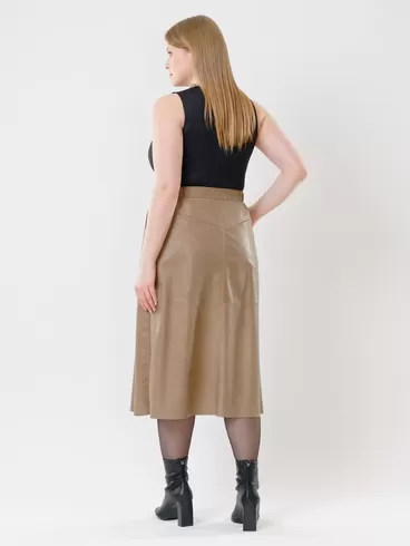 Кожаная юбка длинная 08, из натуральной кожи, серо-коричневая, р. 46, арт. 85541-1