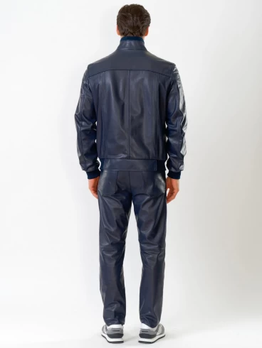 Кожаная куртка бомбер мужская 521, синяя, размер 48, артикул 28641-4