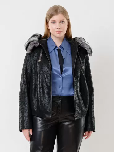 Демисезонный комплект женский: Куртка утепленная 308ш + Брюки 03, черный, р. 46, арт. 111168-4