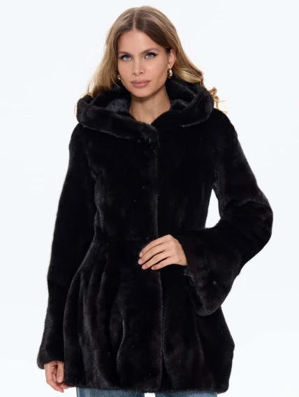 Черная женская норковая шуба BRASCHI Н 717, размер 44, артикул 34410-0