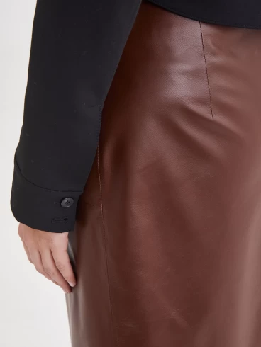 Женская кожаная юбка миди 15 из натуральной кожи, табачная, размер 48, артикул 85890-2