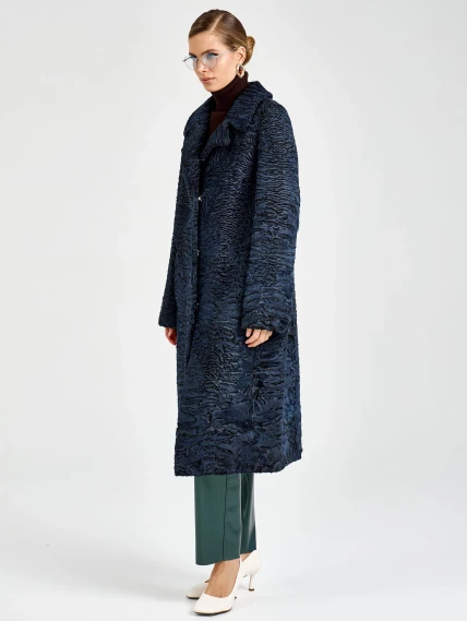 Женская каракулевая шуба премиум класса Лола, синяя, размер 48. артикул 92750-7