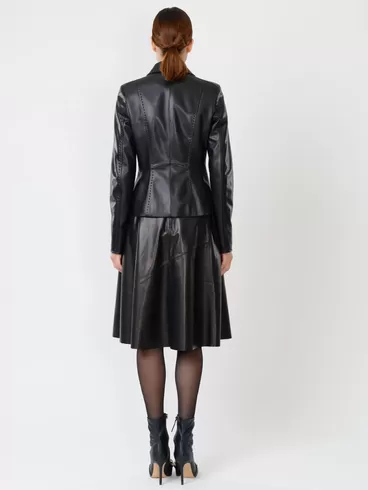 Кожаный комплект: Пиджак женский 316рс + Юбка с поясом 01рс, черный/черный, р. 44, арт. 111150-2