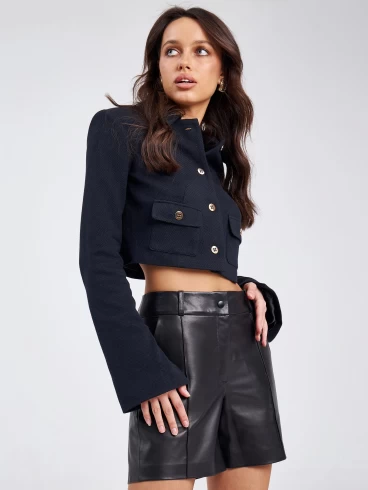 Женские кожаные шорты со стрелкой из натуральной кожи премиум класса 03, черные, размер 48, артикул 85900-0