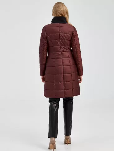 Демисезонный комплект: Пальто - пуховик женский 701 + Брюки женские 03, бордовый/черный, р. 42, арт. 111232-1