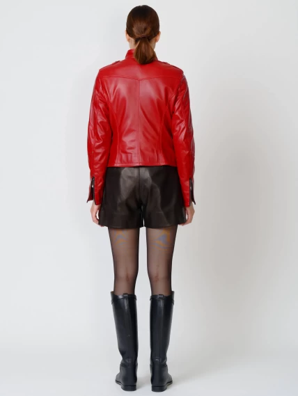 Кожаная куртка женская 399, красная, размер 52, артикул 90921-4