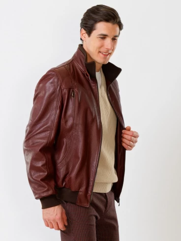 Кожаная куртка бомбер мужская 521,коньячная, размер 48, артикул 28631-4