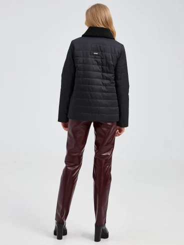 Демисезонный комплект женский: Куртка 21130 + Брюки 02, черный/бордовый, размер 42, артикул 111369-1
