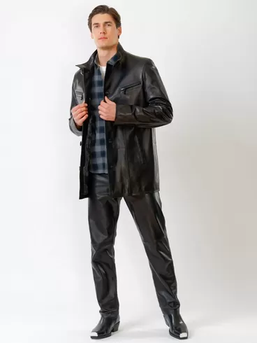 Кожаная куртка мужская 517нв, утепленная, черная, р. 48, арт. 28620-3