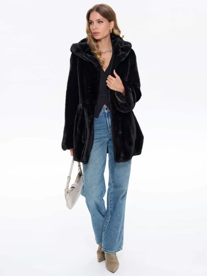 Черная женская норковая шуба BRASCHI Н 717, размер 44, артикул 34410-1