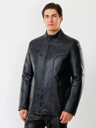 Кожаная куртка утепленная мужская 537ш, черная, р. 48, арт. 27840-1