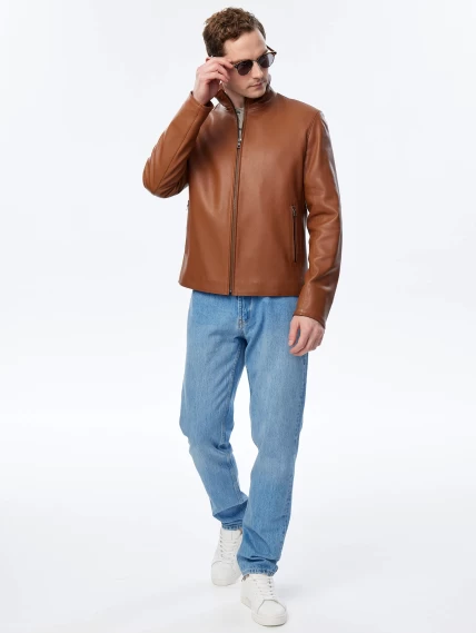 Короткая кожаная куртка премиум класса для мужчин 2010-9, виски, размер 48, артикул 29710-1