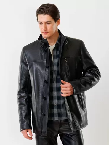 Кожаная куртка утепленная мужская 518ш, черная, р. 48, арт. 40370-0