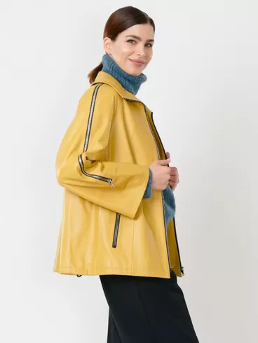 Кожаная куртка женская 385, желтая, р. 48, арт. 90570-5