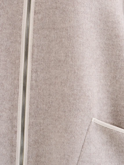 Полупальто кашемировое женское с капюшоном бежевое 1132-70, размер 48, артикул 92530-3