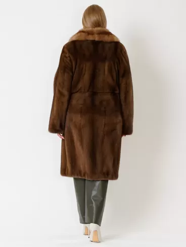 Зимний комплект женский: Пальто из меха норки 17417ав + Брюки 06, коричневый/оливковый, р. 48, арт. 111336-2