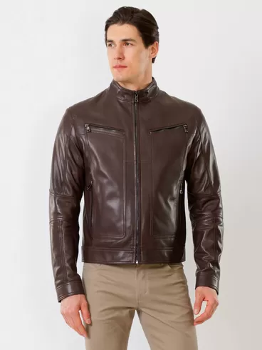 Кожаная куртка мужская 507, коричневая, р. 46, арт. 28591-1