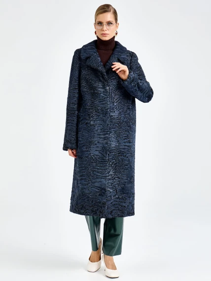 Женская каракулевая шуба премиум класса Лола, синяя, размер 48. артикул 92750-6