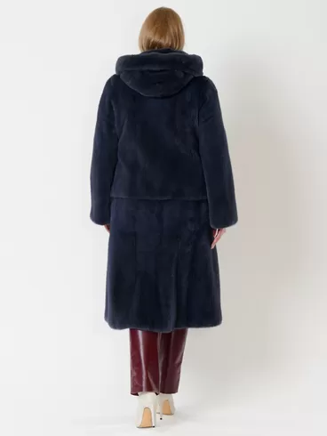 Пальто из меха норки женское 216(к), с капюшоном, графитовое, р. 46, арт. 31800-5