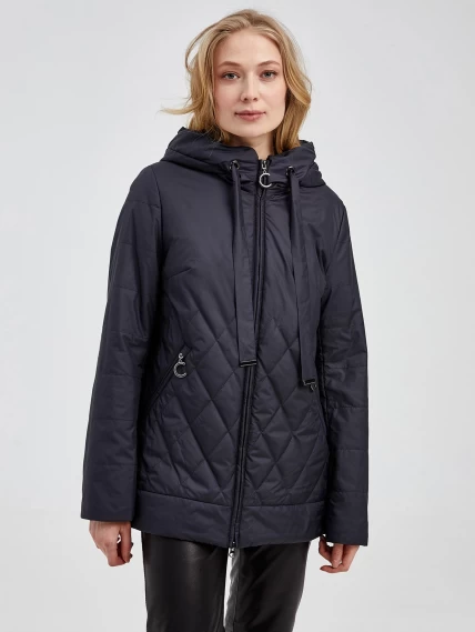 Демисезонный комплект женский: Куртка 20038 + Брюки 03, cиний/черный, размер 42, артикул 111311-1