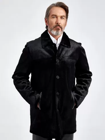 Меховая куртка из меха канадской нерпы мужская VE-7885, черная, p. 48, арт. 40790-0