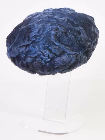 Меховой головной (берет) убор из меха каракуля женский М-277, синий, p. 58, арт. 51335-1