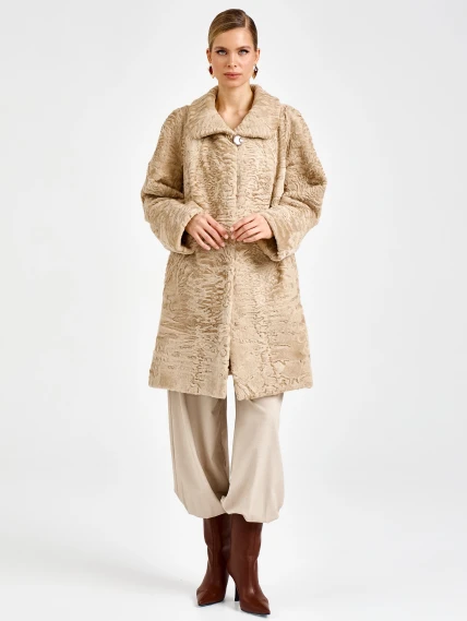 Женская каракулевая шуба премиум класса Лиза(в), бежевая, размер 58, артикул 92710-4