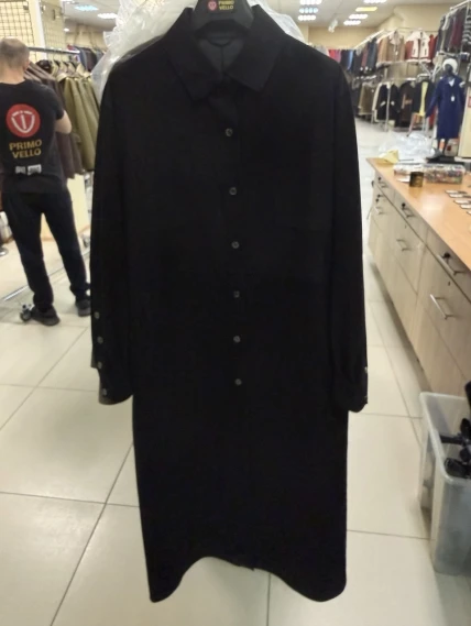 Черный женский замшевый плащ премиум класса 3112з, размер 46, артикул 92380-0