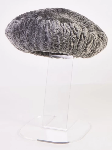 Меховой головной (берет) убор из меха каракуля женский М-277, серый, размер 58, артикул 51345-0