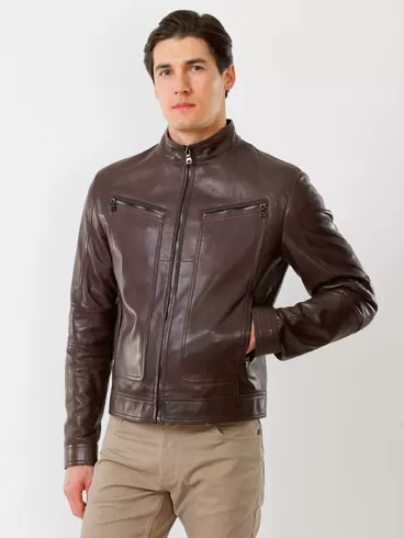 Кожаная куртка мужская 507, коричневая, р. 46, арт. 28591-6