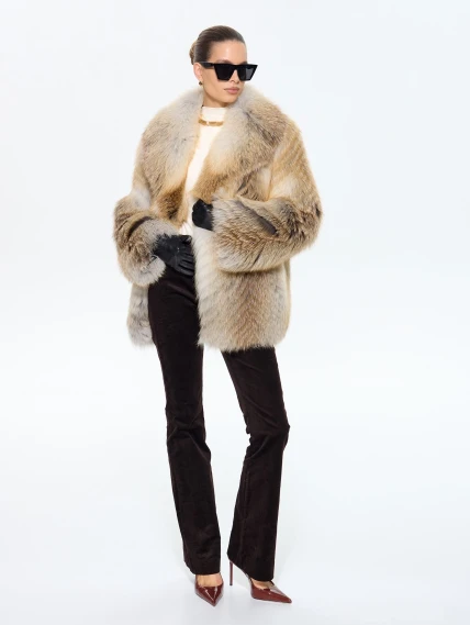 Женская короткая шуба из меха лиса М550, рыжая, размер 46, артикул 65300-0