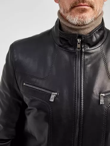 Кожаная куртка утепленная мужская 537ш, черная, р. 48, арт. 40482-2