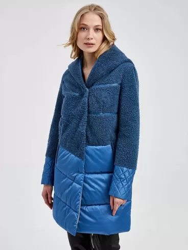 Пальто женское комбинированное 807, голубой, артикул 13420-1