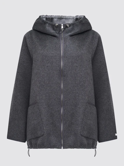 Полупальто кашемировое женское с капюшоном 1132-70, темно-серое, размер 50, артикул 92540-0