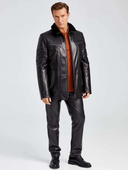 Демисезонный комплект мужской: Куртка утепленная 537мех + Брюки 01, черный, размер 48, артикул 140430-1