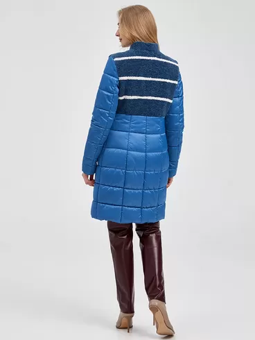 Демисезонный комплект женский: Пальто комбинированное 805 + Брюки 02, голубой/бордовый, р. 42, арт. 111304-7