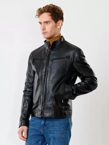 Кожаная куртка мужская 507, черная, р. 48, арт. 28430-6