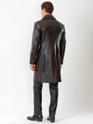 Двубортный мужской кожаный плащ премиум класса Чикаго, коричневый, размер 46, артикул 28801-4