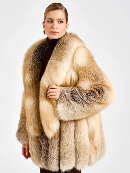 Женская короткая шуба из меха лисы Л1010-816, рыжая, размер 48, артикул 92720-1