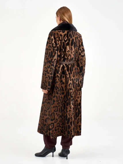 Длинная женская дубленка с норкой 2083, бежевая, размер 44, артикул 65010-5