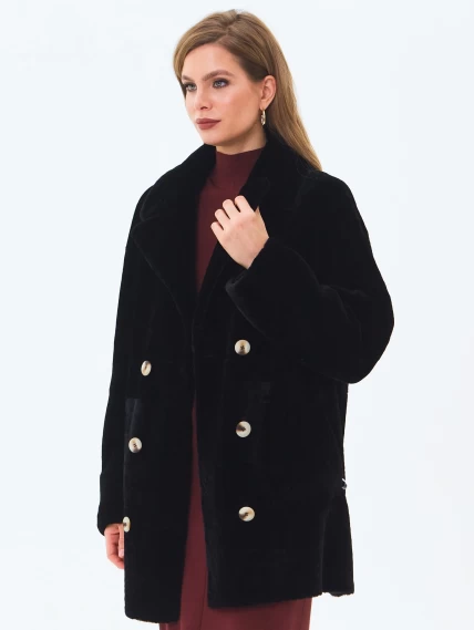 Женская дубленка из астрагана 2064, черная, размер 48, артикул 64640-2