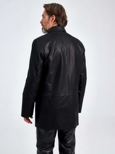 Кожаный пиджак мужской 21/1, черный DS, размер 48, артикул 29041-5