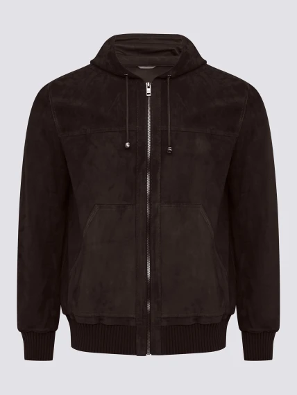 Коричневый замшевый мужской бомбер премиум класса 567з, размер 54, артикул 29890-0