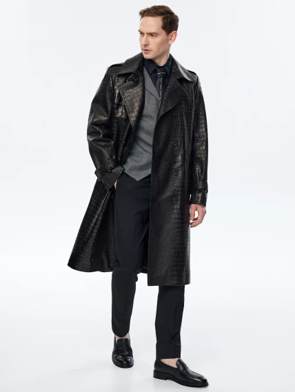 Классическое мужское кожаное пальто премиум класса 559, черное, размер 50, артикул 71470-2