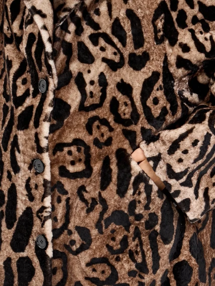 Короткая женская дубленка с норкой 2084, бежевая, размер 44, артикул 64970-2