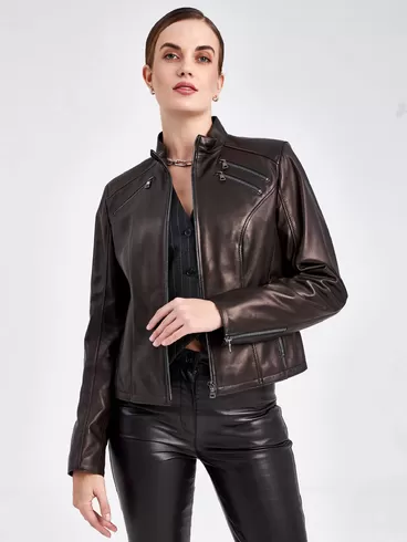 Кожаная куртка женская 3004, черная, р. 48, арт. 23061-0