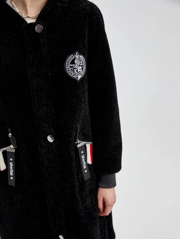 Женское полупальто из шерсти с капюшоном 841sf, черное, размер 44, артикул 25210-4