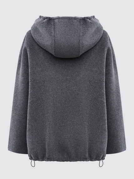 Полупальто кашемировое женское с капюшоном 1132-70, темно-серое, размер 50, артикул 92540-1