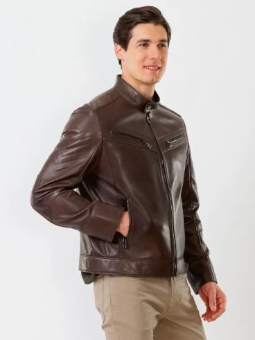 Кожаная куртка мужская 546, коричневая, размер 50, артикул 28711-1